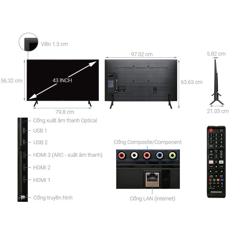  Smart tivi Samsung 4K UltraHD 43 inch UA43RU7100 (Hàng bỏ mẫu) | BigBuy360 - bigbuy360.vn