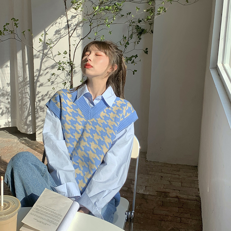 Áo Sweater Không Tay Cổ V Phong Cách Retro Hàn Quốc Cho Nữ | BigBuy360 - bigbuy360.vn