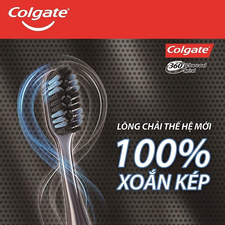 Combo 2 Bàn Chải Đánh Răng Colgate 360 Charcoal Spiral - Lông Chải Xoắn Kép Phủ Than Thế Hệ Mới