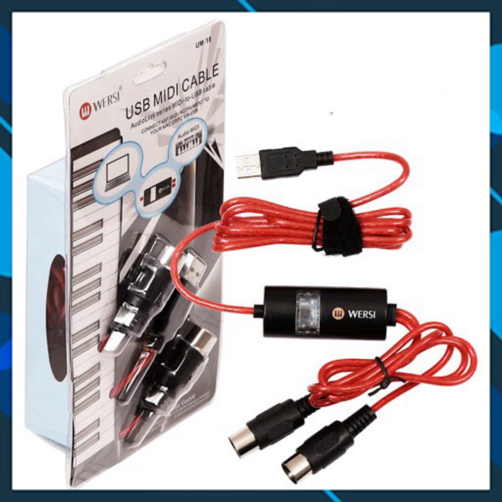 Dây cáp Midi to USB Cable cho Organ, Máy tính, Keyboard, Piano (kết nối truyền tín hiệu, âm thanh sang Computer )