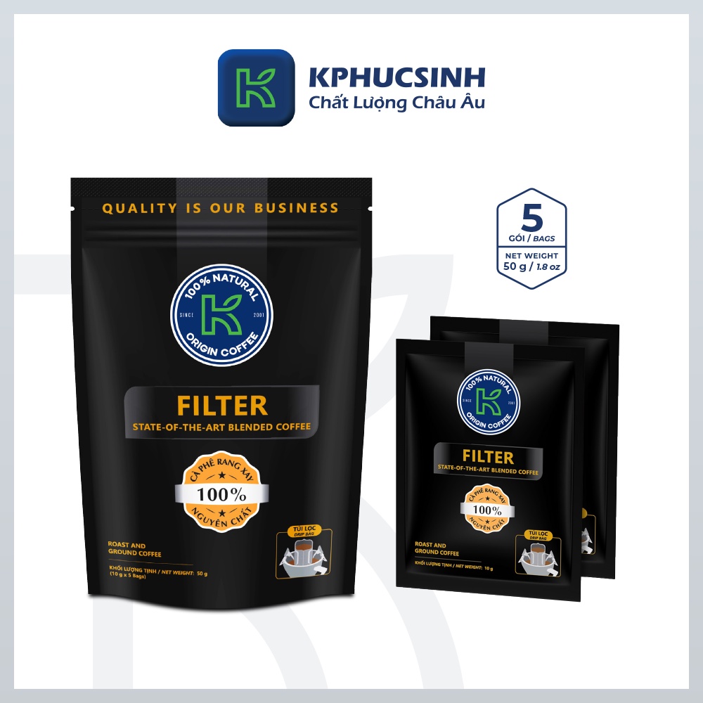 Combo 2 túi cà phê phin giấy Filter coffee 50g/túi KPHUCSINH - Hàng Chính Hãng