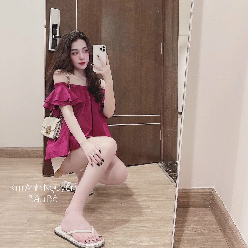 SÉT ÁO CHUN TAY BÈO CAM HỒNG PHỐI QUẦN SOOC CHO NỮ | BigBuy360 - bigbuy360.vn