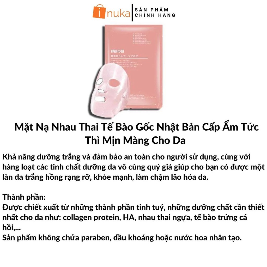 [Hàng Chuẩn Nhật] Mặt nạ nhau thai cừu chính hãng, cấp ẩm cho da, dưỡng trắng da mặt, căng bóng tức thì, min màng.