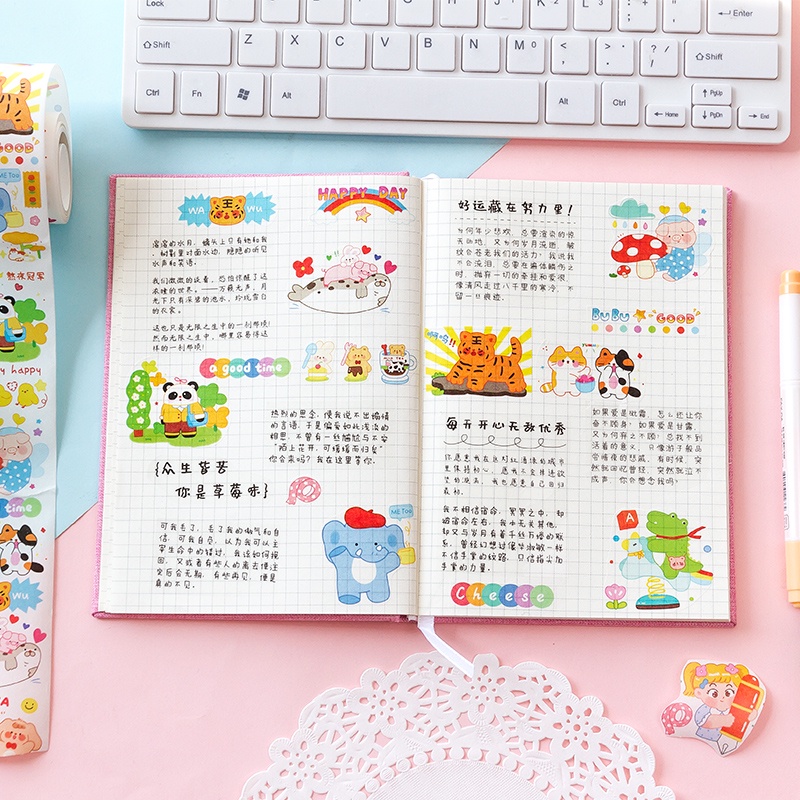 Flowertree 1 Cuộn Băng Keo Dán Trang Trí Sổ Lưu Niệm Nhật Ký