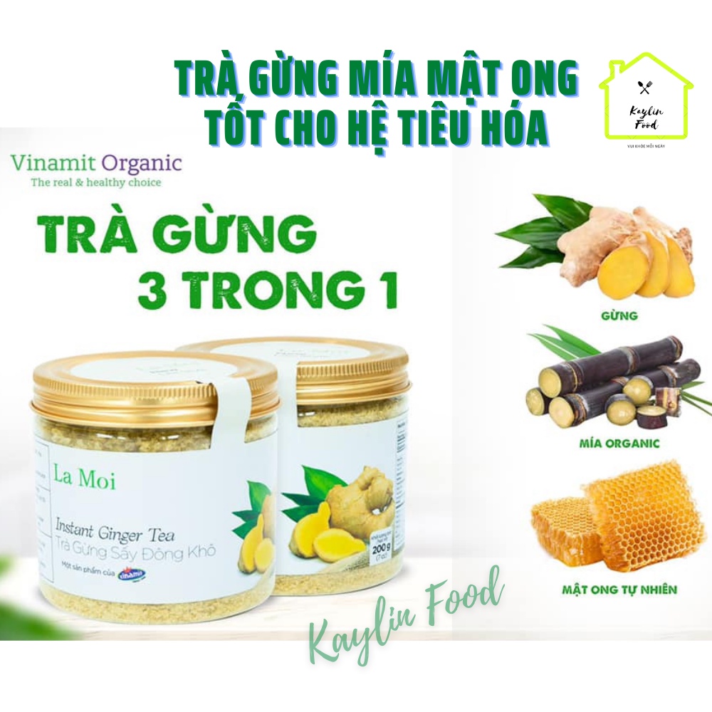 Trà gừng mía mật ong sấy đông khô 200g La Moi Vinamit Trà gừng thơm ngon ngọt thanh tốt cho hệ tiêu hóa