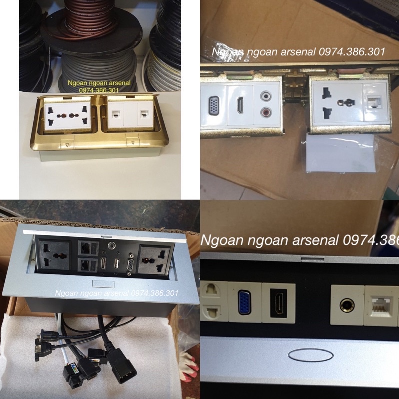 Ổ cắm điện + mạng RJ45+ HDMI+ VGA âm sàn hộp đấu nối chất lượng