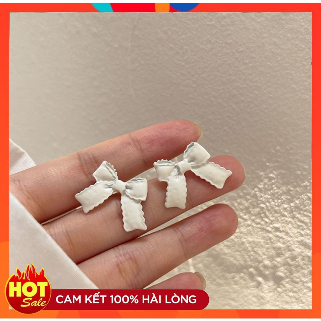 [HOT] BÔNG TAI KHUYÊN TAI HÌNH NƠ TRẮNG THỜI TRANG MÙA HÈ PHONG CÁCH HÀN QUỐC 221BT013