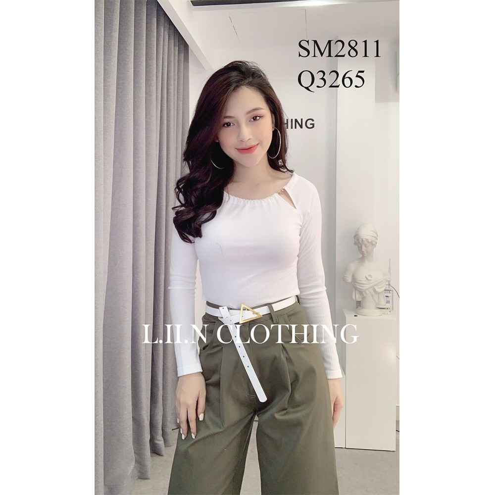 [Mã WABRLOW5 giảm 15% đơn 300K] Quần nữ ống rộng LINBI màu rêu, thiết kế basic, thanh lịch, hiện đại Q3307 | BigBuy360 - bigbuy360.vn