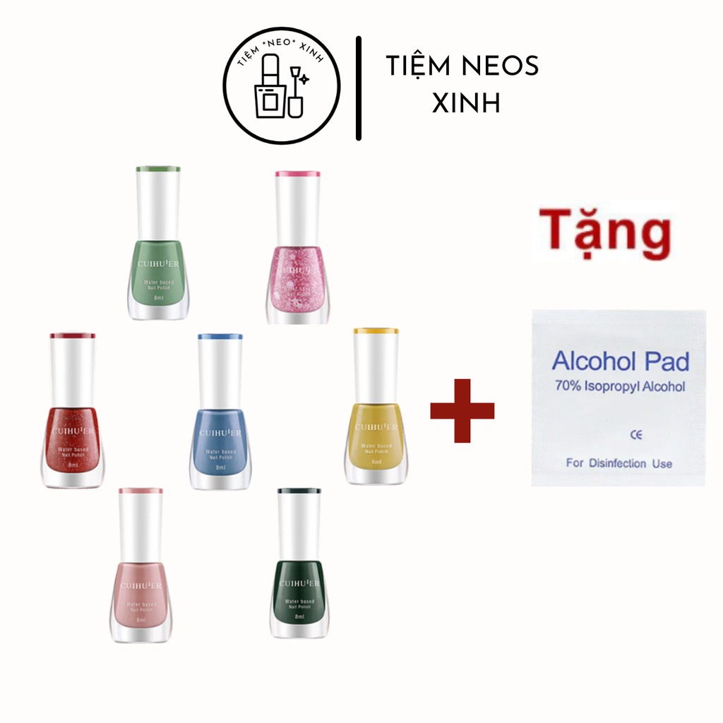 Sơn Móng Tay Cuihuier Gốc Nước Màu Nude Đen Trắng Trong Suốt Kim Tuyến Pastel Tím - Neosxinh Nails