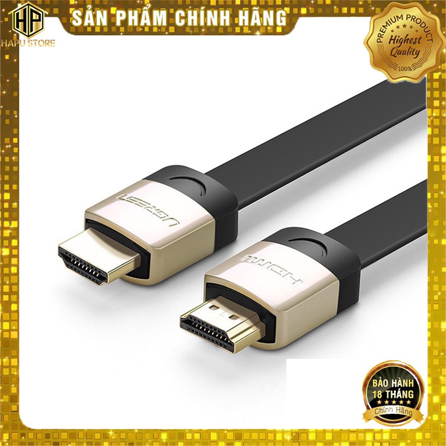 [Mã ELHACE giảm 4% đơn 300K] Cáp HDMI 1.4 dẹt chính hãng Ugreen 10260 dài 1,5m hỗ trợ 3D 4K cao cấp - Hapustore