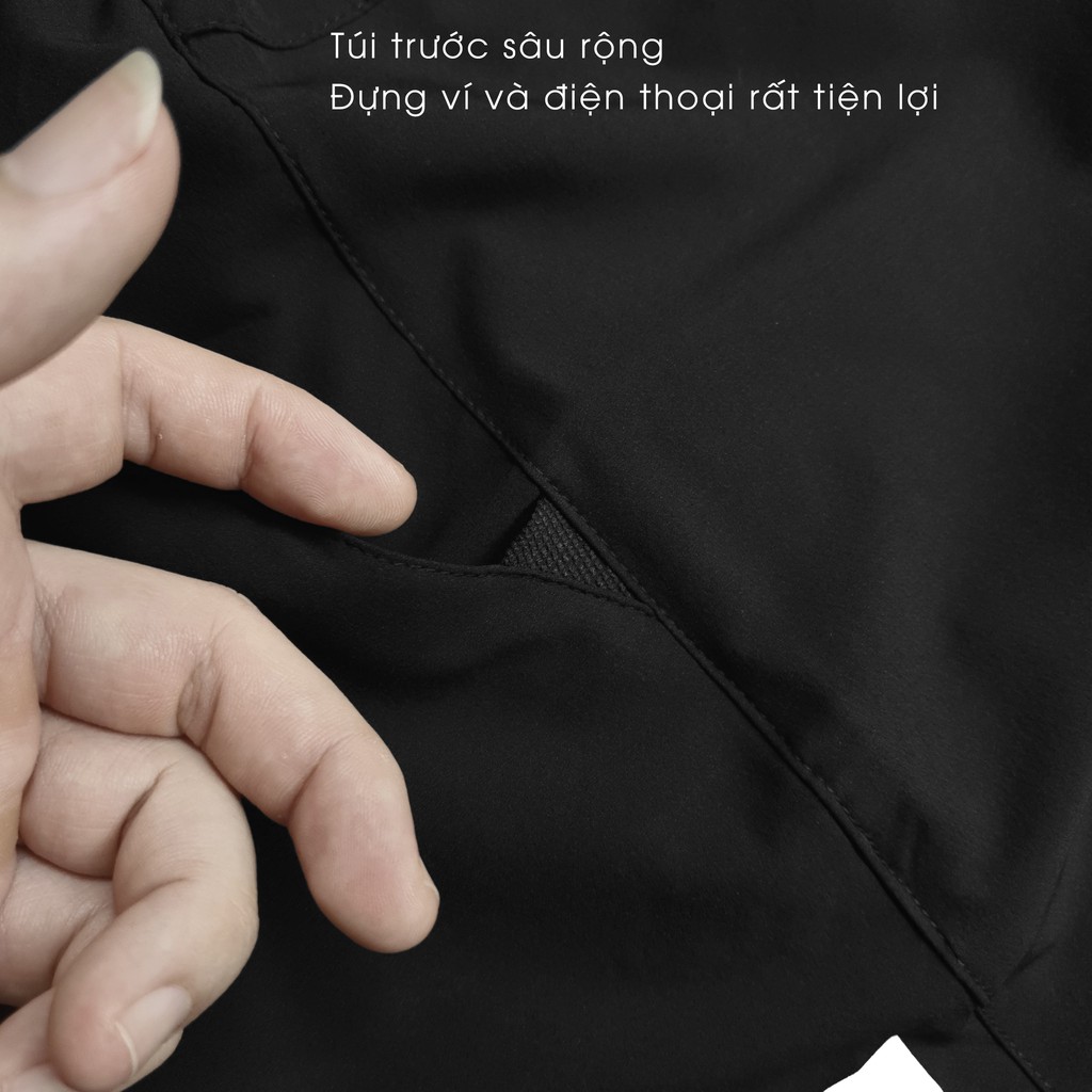 Quần short nam thể thao chất gió co giãn cao cấp, Logo ép phản quang, LT01