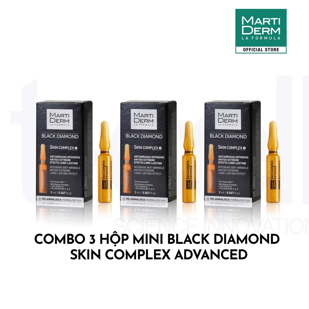 Combo 3 Mini Ampoule Chống Oxy Hoá & Làm Sáng Da MartiDerm Black Diamond Skin Complex Advanced (3 ống x 2ml)