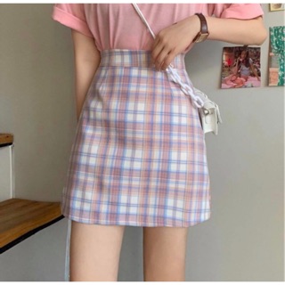 CHÂN VÁY KẺ CHỮ A PASTEL (ảnh thật/có sẵn)