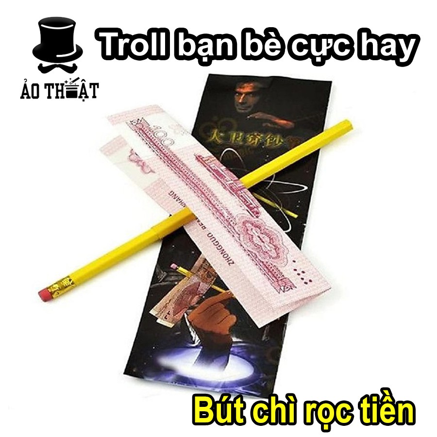 Bút chì rọc tiền huyền ảo troll bạn bè cực hay - Ảo thuật chuyên nghiệp bút chì xuyên tiền