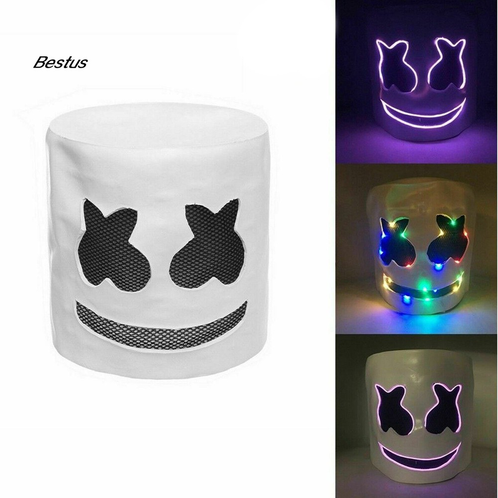 BEST LED/Non LED MarshMello DJ Full Head Make Helmet Club Party Cosplay Bar Props