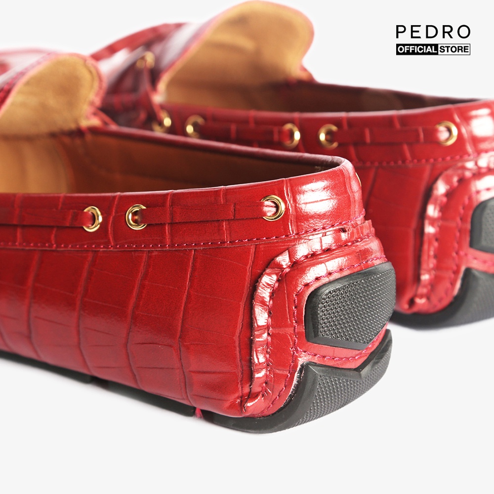 PEDRO - Giày lười nam Croc Effect Bow PM1-65980215-16