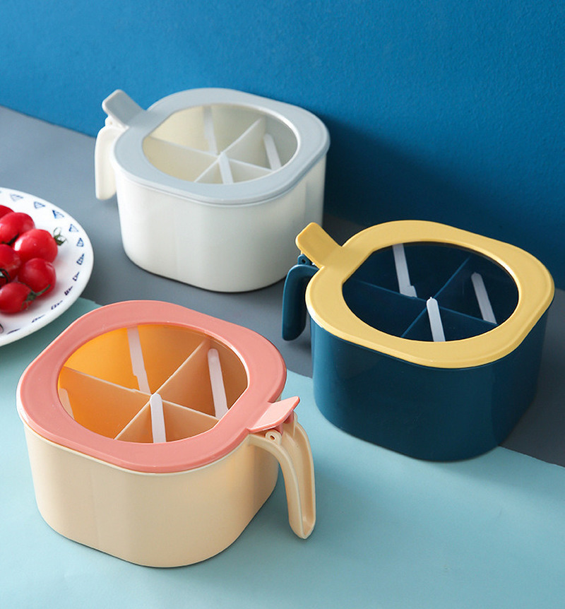 Hộp đựng gia vị nhà bếp kèm nắp đậy và muỗng tùy chọn màu sắc