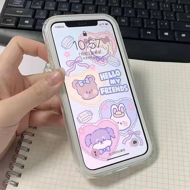 for Ốp Điện Thoại Trong Suốt Viền Trắng Cho compatible for Iphone 13 Pro Max 12 Pro Max 11 X / Xs 8p 13