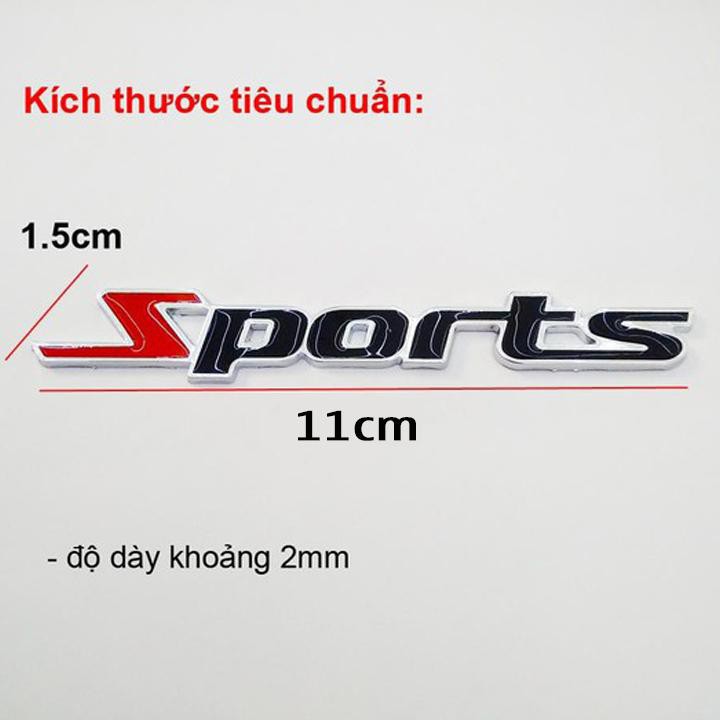 Decal chữ sport kim loại Trang Trí Ô Tô Xe Máy Phong Cách