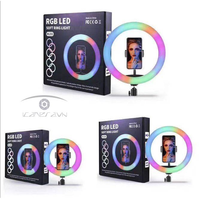 Đèn Led ring tròn đổi màu RGB 13 inch MJ33 hỗ trợ livestream bán hàng online và quay vlog cá nhân