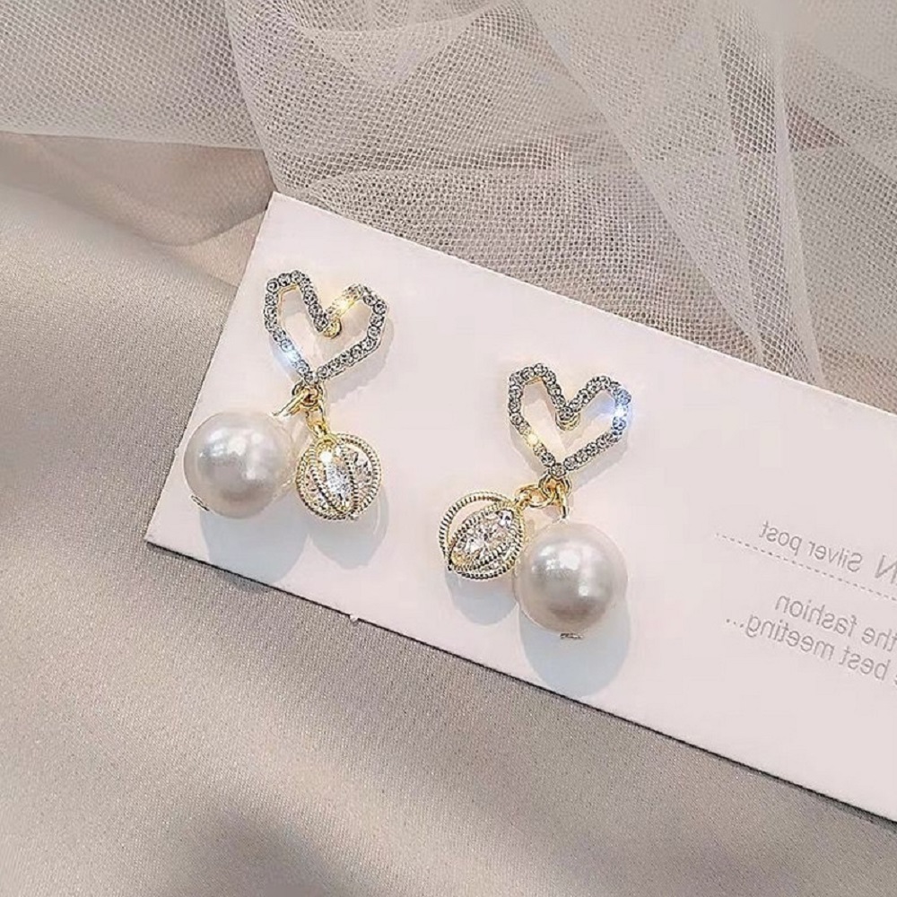 Đôi Bông Tai Dáng Dài Đính Ngọc Trai Giả Xinh Xắn Cho Nữ S925