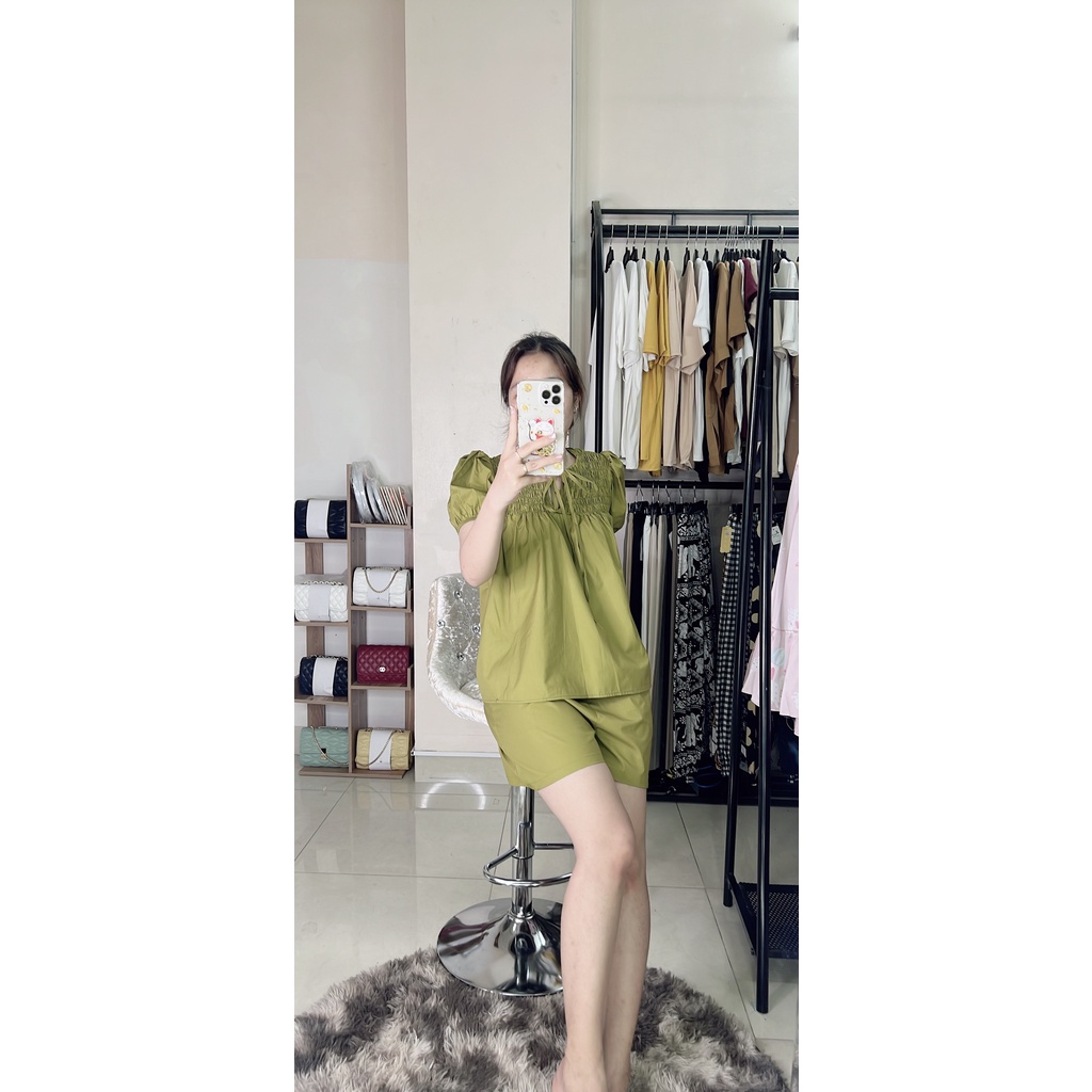 Set bộ nữ quần đùi, áo ngắn tay có chun ngực tiểu thư, mặc đi chơi, dạo phố cực xinh, năng động LiiLove Shop SE04