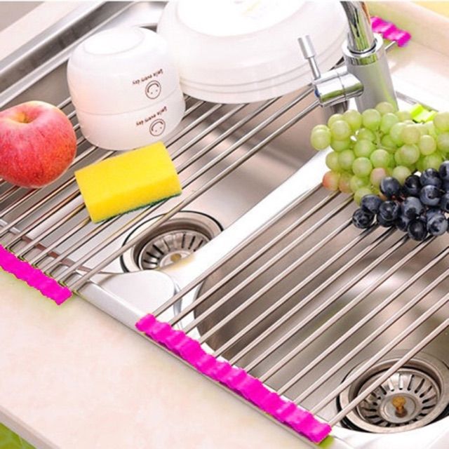 [LOẠI LỚN [ Kệ Inox Để Gác Bồn Rửa Chén Bát Gấp Gọn Xếp Gọn Tiện Lợi