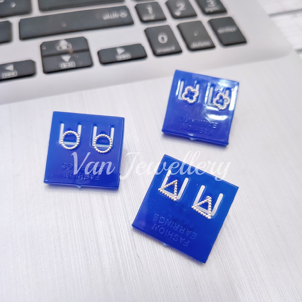 Khuyên tai bạc khuyên hình học đơn giản Van Jewelry V10071