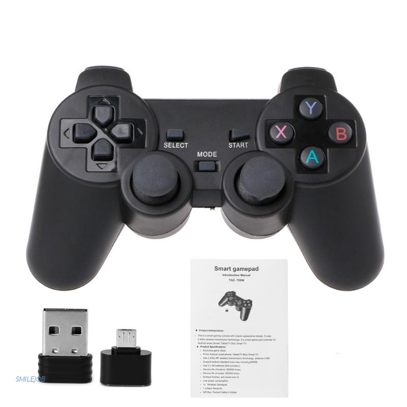Tay Cầm Chơi Game Không Dây Ob 2.4g + Đầu Chuyển Đổi Micro Usb Otg Cho Ps3 Android Phone Tv Box