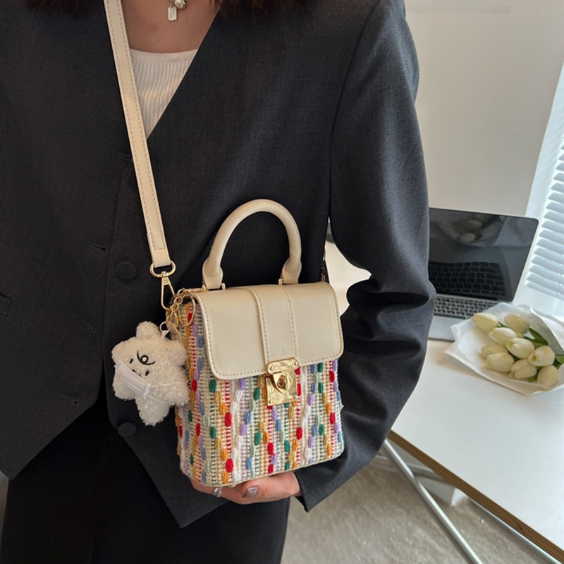 Túi IELGY đeo vai đan lát mặt hoạt hình thời trang cho nữ