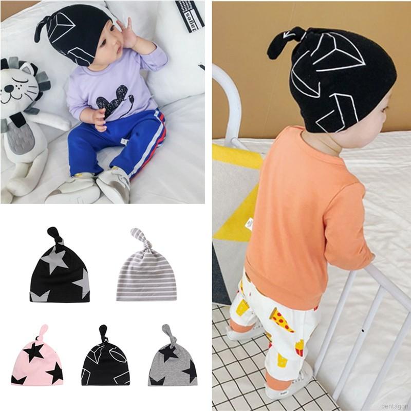Mũ Cotton Họa Tiết Ngôi Sao Và Kẻ Sọc Cho Bé Sơ Sinh 0-2 Tuổi