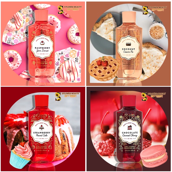 Gel Tắm Lưu Hương Bath &amp; Body Works Shower Gel - Chocolate Covered Cherry | Raspberry Jam Donut| Strawberry Pound Cake