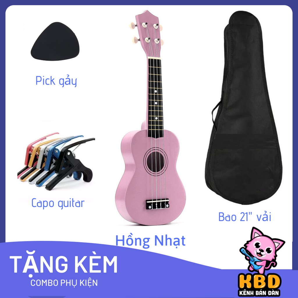 Combo Đàn Ukulele Soprano KBD Full Option ( bao + capo + phím gảy)