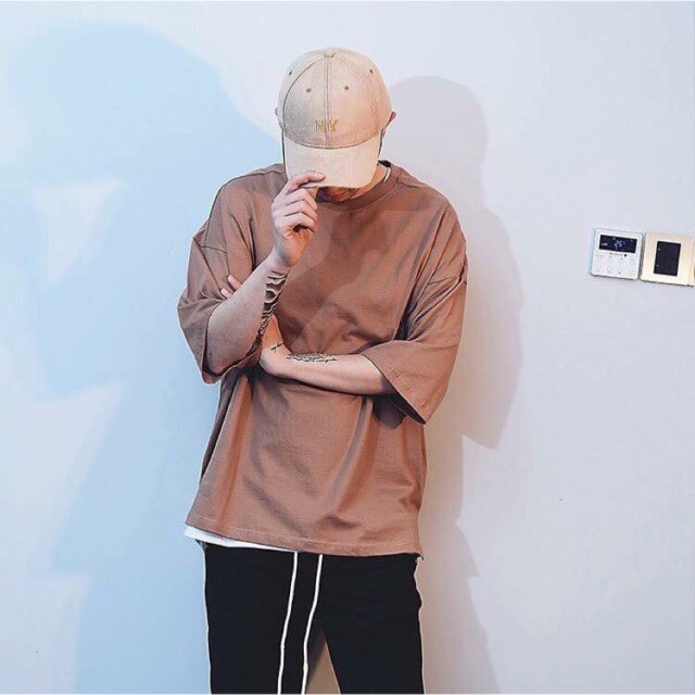 Áo phông nâu trơn form rộng tay lỡ - áo over màu choco - brown tee
