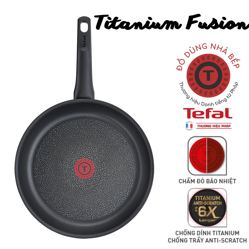 Chảo chống dính Tefal Titanium vân đá - Dập đáy Made in France