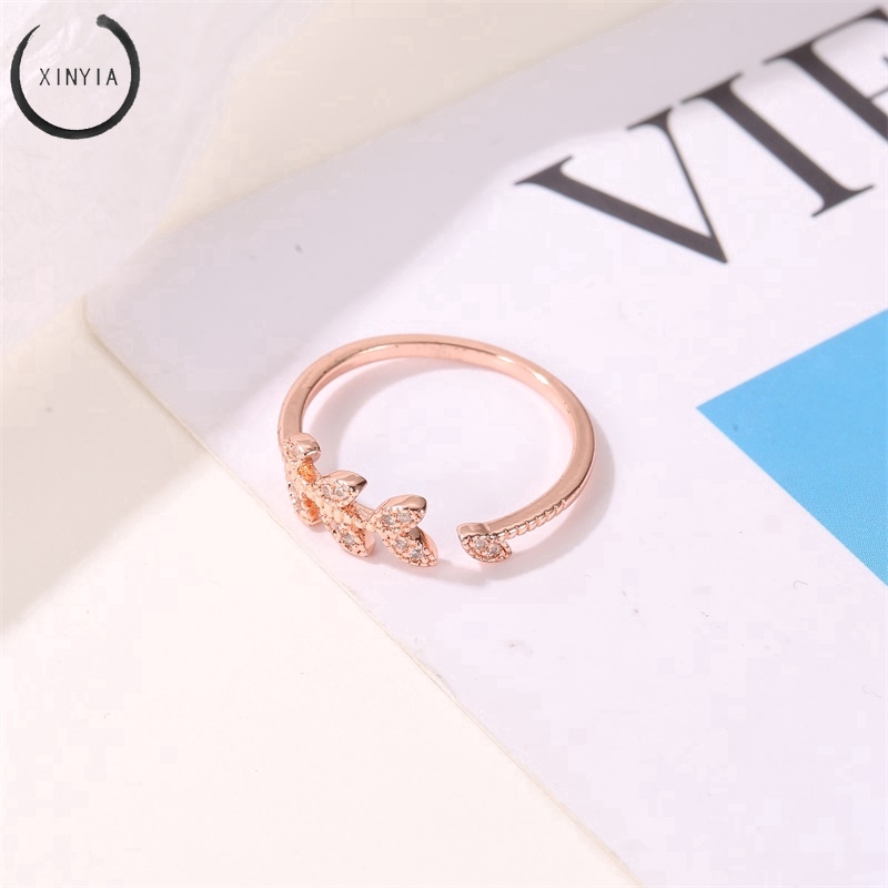 Nhẫn bạc Knuckle Cây bạc lá mở điều chỉnh