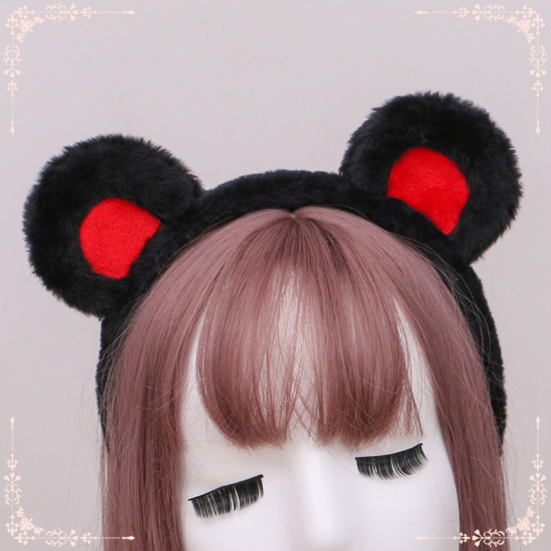 Băng Đô Tai Gấu Bông Màu Sắc Tương Phản Phong Cách Lolita