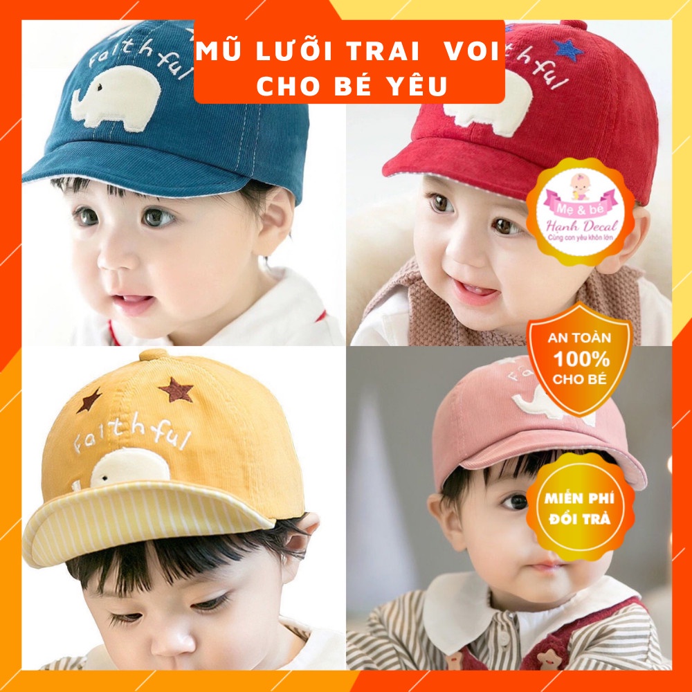 Mũ lưỡi trai Hình voi, Mũ vải che nắng cho bé 6 tháng- 2 tuổi