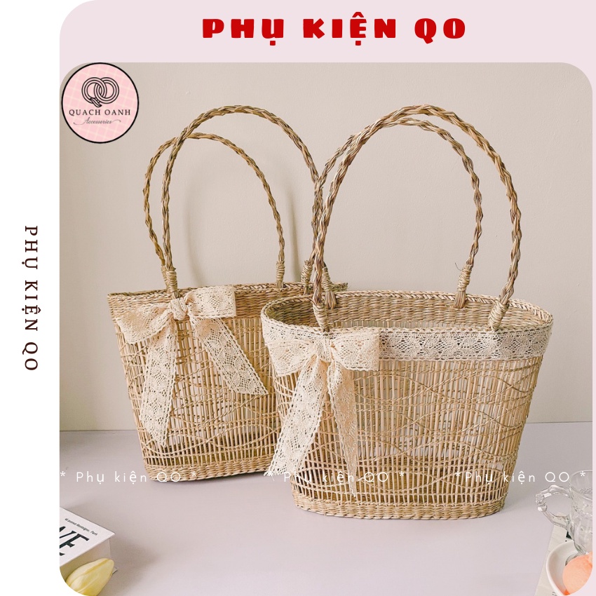 Túi cói đi biển, Túi lục bình Vintage  TCLB03