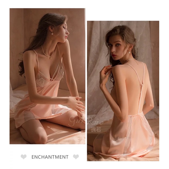 [SẴN] Váy Ngủ Hai Dây Sexy Gợi Cảm Quyến Rũ Kèm MS1575 [CWEAR.SEXY_ĐỒ NGỦ &amp; NỘI Y CAO CẤP]