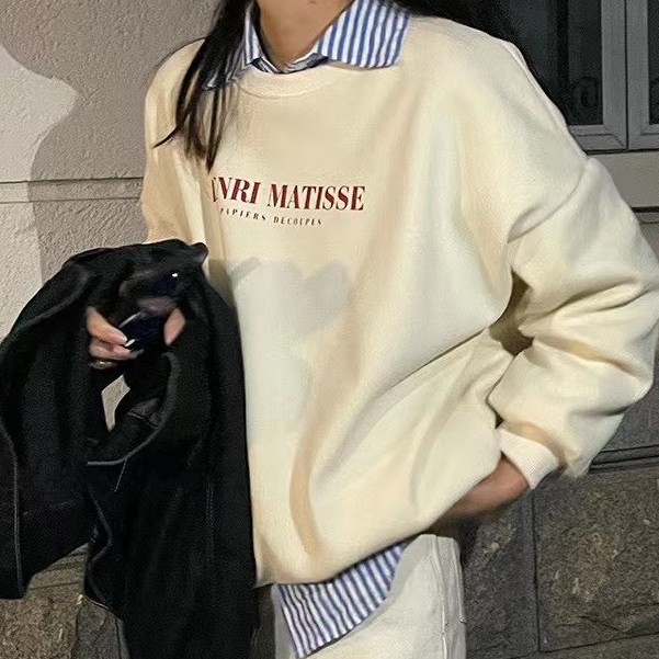 Áo hoodie nữ cổ tròn dài tay chất nỉ dày chữ Henri Mattisse Friday | BigBuy360 - bigbuy360.vn