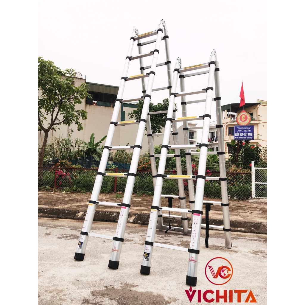 Thang Nhôm Rút Đôi Chữ A Vichita 3.8, 4.4, 5.0, 5.6, 6.4M -  BH 2 Năm