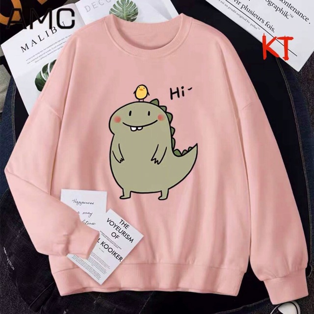 Áo nỉ dài tay bo gấu khủng Long đội gà