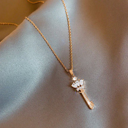 Mặt Dây Chuyền Hình Chìa Khóa Mạ Vàng Hồng 18K Thời Trang Cho Nữ