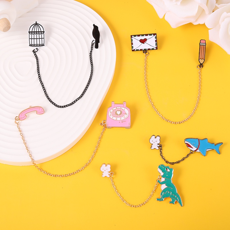 Huy hiệu cài áo thiết kế động vật/ đồ vật hoạt hình đáng yêu