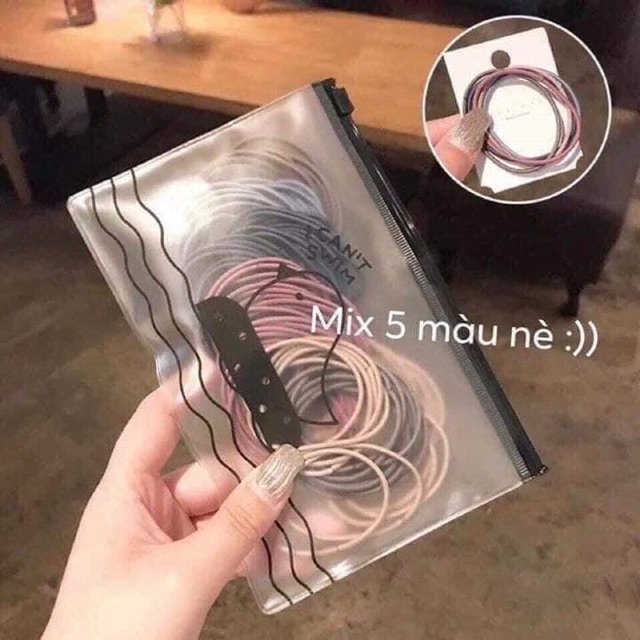 Set 100 dây buộc tóc siêu dai phong cách hàn quốc (1 túi mix nhiều màu)