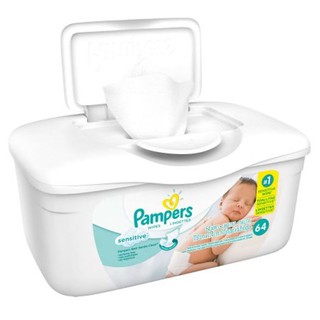 01 HỘP KHĂN GIẤY ƯỚT  KHÔNG MÙI CHO DA NHẠY CẢM CỦA BÉ PAMPERS Sensitive Baby Wipes, HỘP 64 MIẾNG NHẬP MỸ