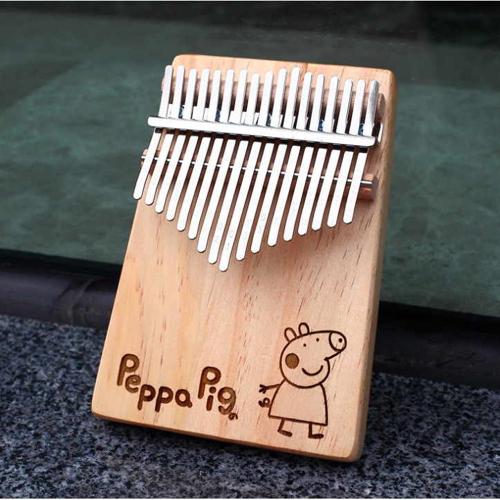 Đàn kalimba 17 phím khắc hình PIG, tặng đầy đủ phụ kiện, túi, búa, hướng dẫn tự học, khăn lau, dán phím