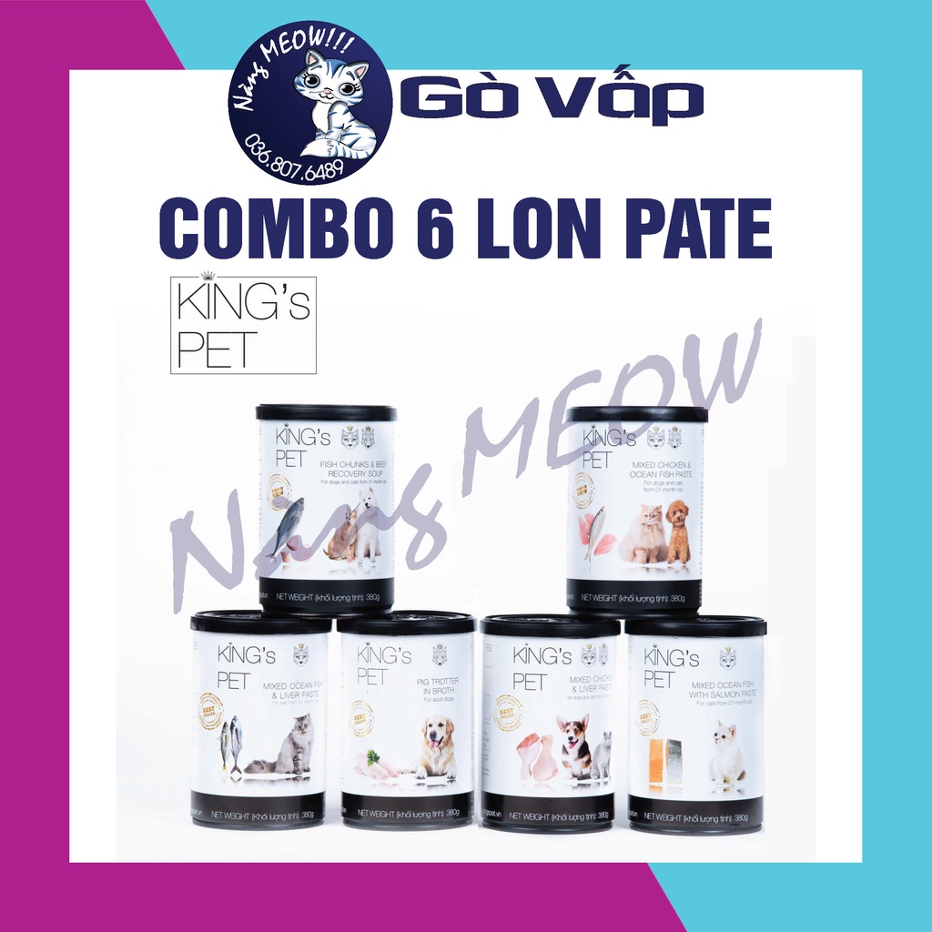 Combo 6 LON PATE 380G KING’S PET – DÀNH CHO MÈO TỪ 1 THÁNG TUỔI