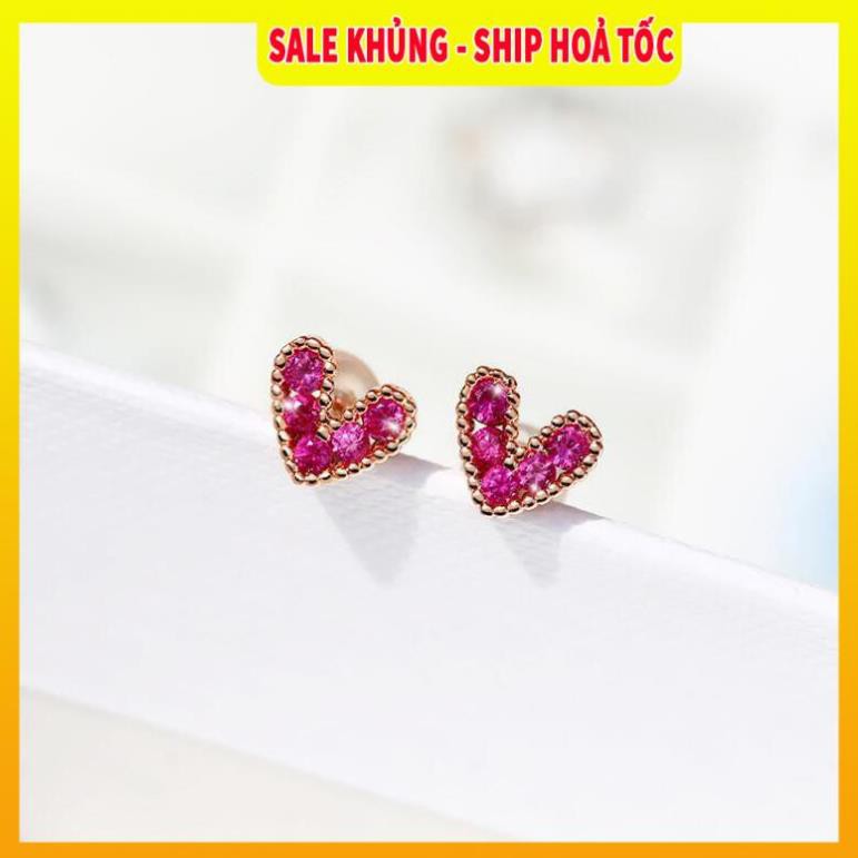 Có Video, Ảnh Thật ⚡SALE⚡ Bông tai bạc 925 đính đá hình trái tim| Khuyên tai nữ| Bông tai đẹp - Wink Accessories L1AS01